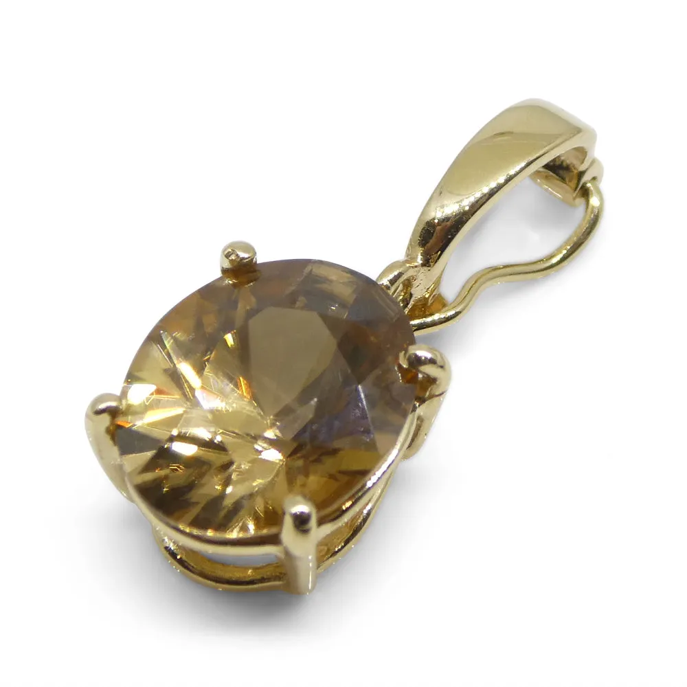 Exquisite 3.24ct Oval Brown Zircon Pendant Charm in 14K Yellow Gold with Enhancer Bail