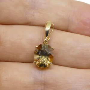 Exquisite 3.24ct Oval Brown Zircon Pendant Charm in 14K Yellow Gold with Enhancer Bail