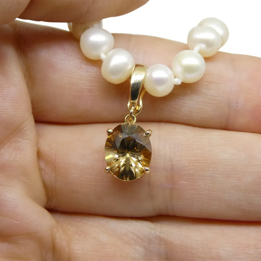 Exquisite 3.24ct Oval Brown Zircon Pendant Charm in 14K Yellow Gold with Enhancer Bail