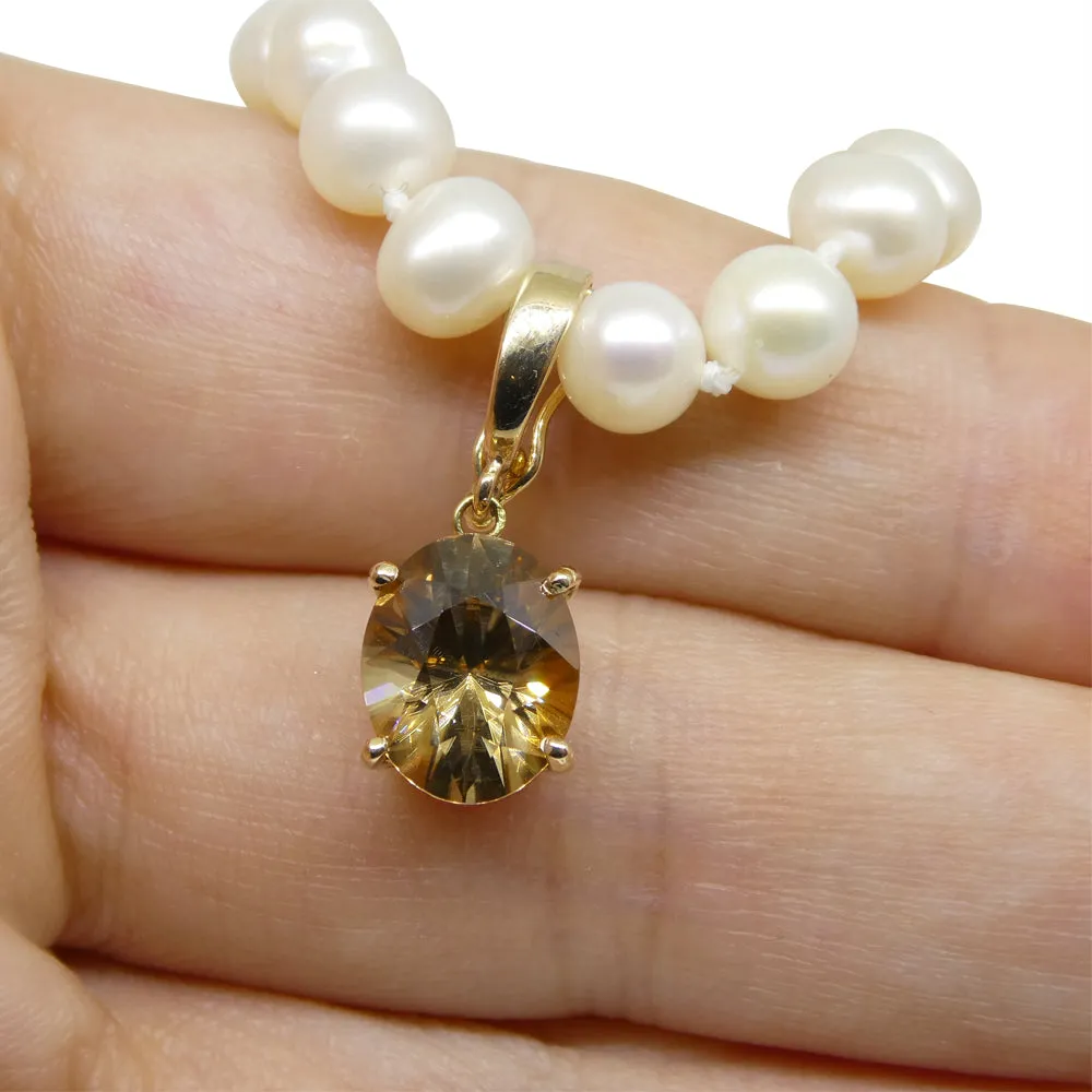 Exquisite 3.24ct Oval Brown Zircon Pendant Charm in 14K Yellow Gold with Enhancer Bail