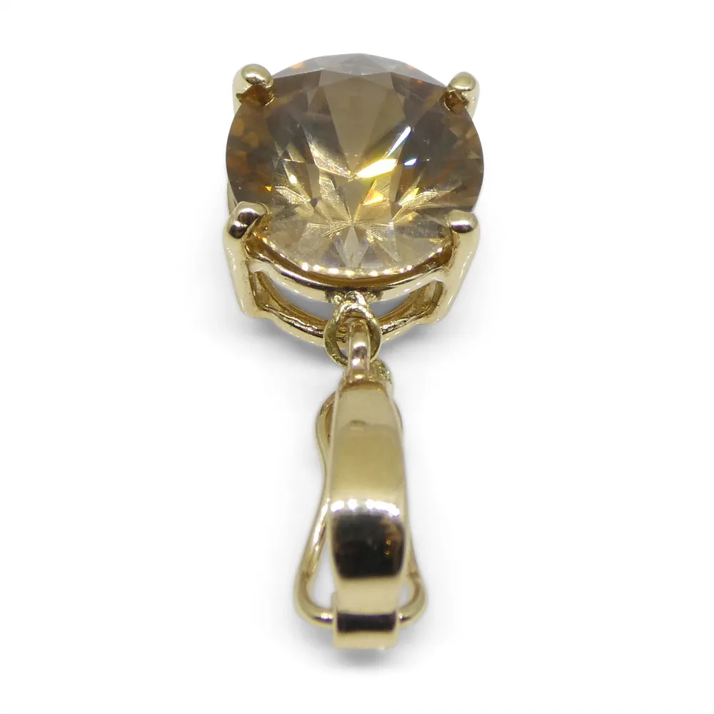 Exquisite 3.24ct Oval Brown Zircon Pendant Charm in 14K Yellow Gold with Enhancer Bail