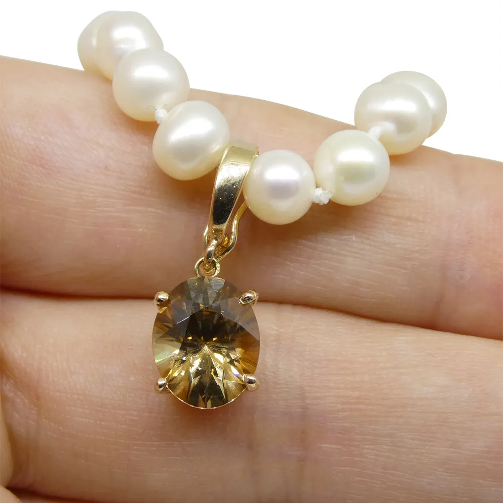 Exquisite 3.24ct Oval Brown Zircon Pendant Charm in 14K Yellow Gold with Enhancer Bail