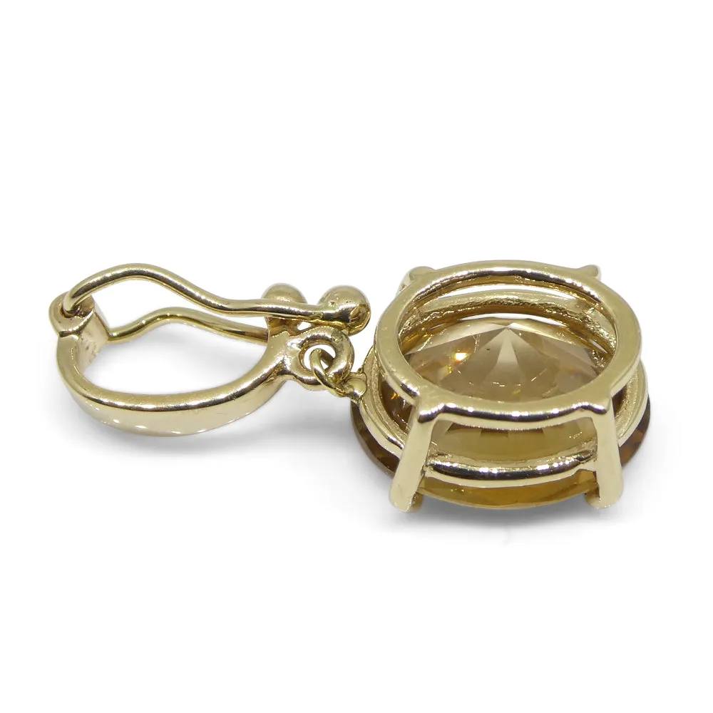 Exquisite 3.24ct Oval Brown Zircon Pendant Charm in 14K Yellow Gold with Enhancer Bail