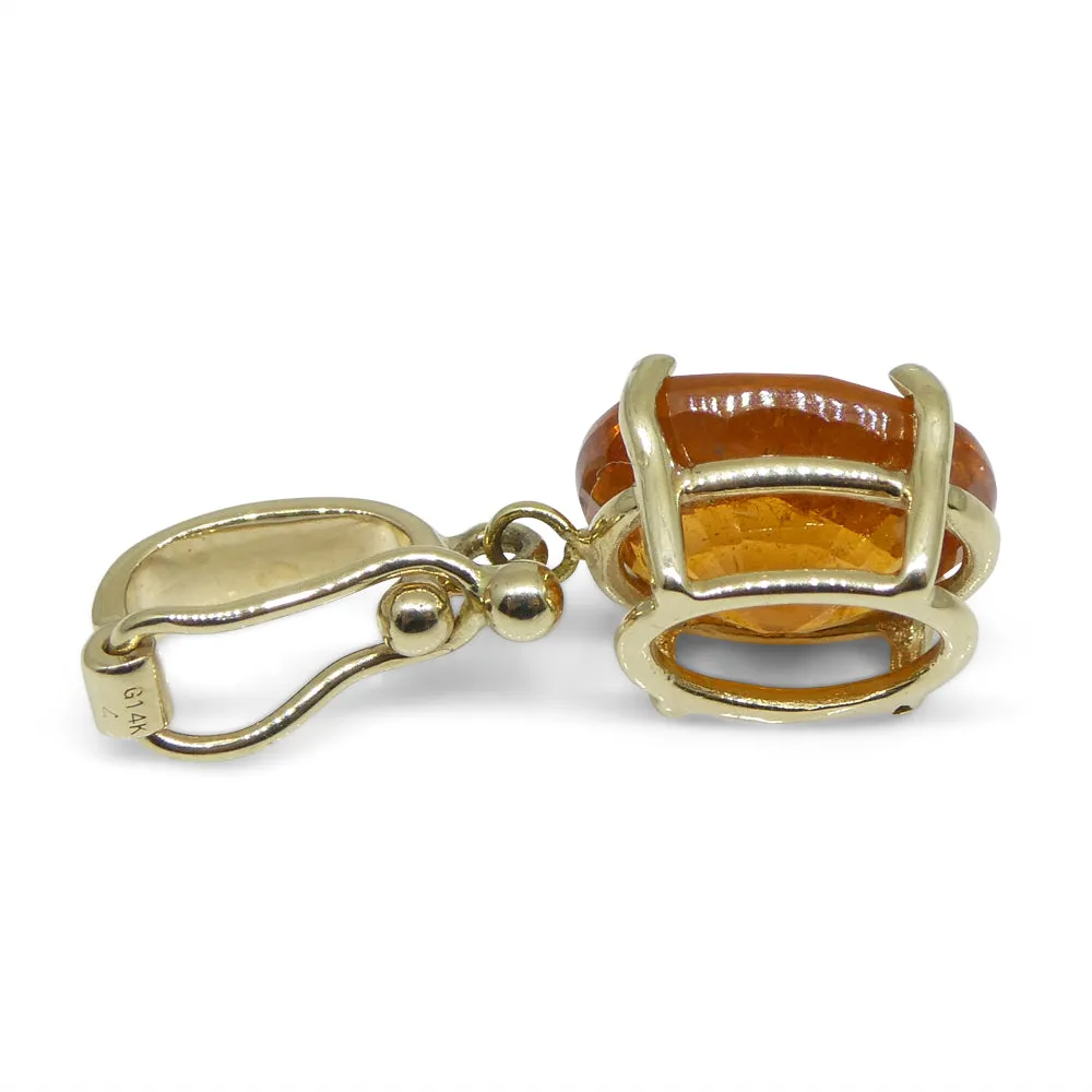 Exquisite Fanta Orange Spessartine Garnet Pendant Charm in 14K Yellow Gold with Enhancer Bail