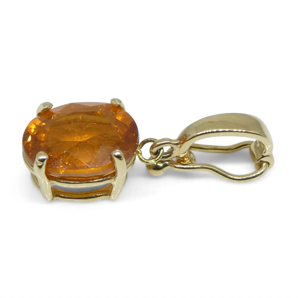 Exquisite Fanta Orange Spessartine Garnet Pendant Charm in 14K Yellow Gold with Enhancer Bail