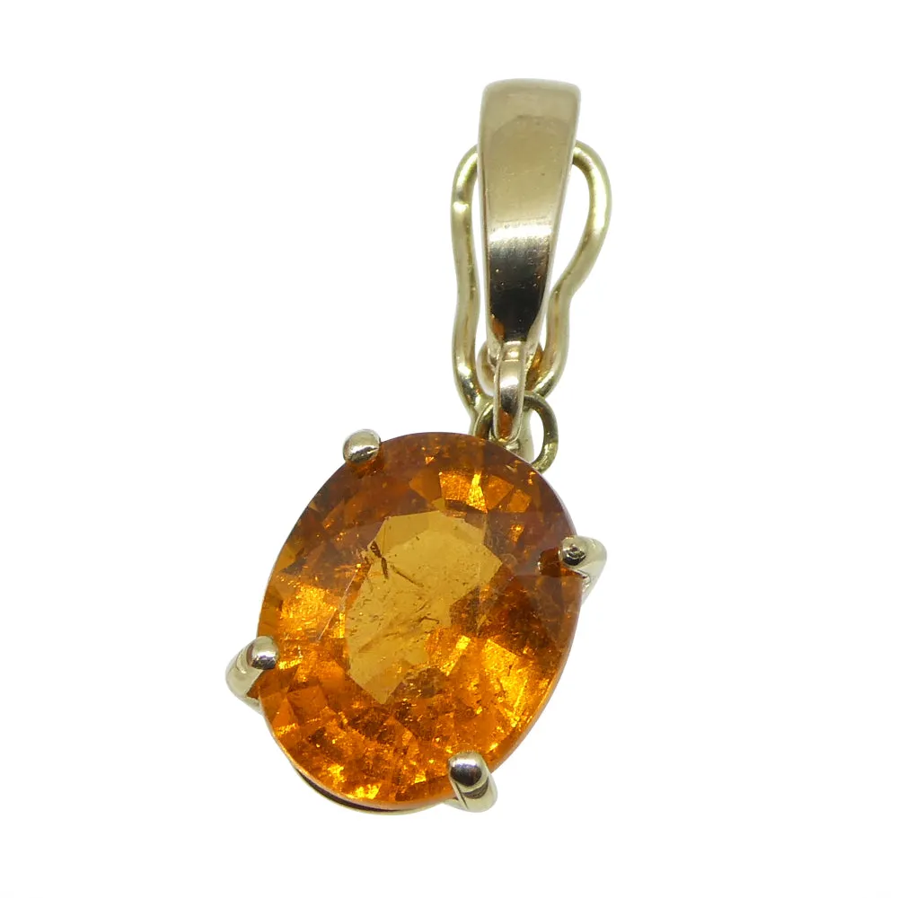 Exquisite Fanta Orange Spessartine Garnet Pendant Charm in 14K Yellow Gold with Enhancer Bail