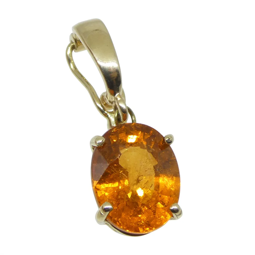 Exquisite Fanta Orange Spessartine Garnet Pendant Charm in 14K Yellow Gold with Enhancer Bail