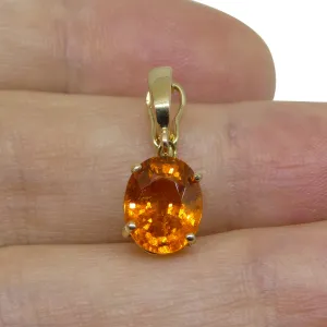Exquisite Fanta Orange Spessartine Garnet Pendant Charm in 14K Yellow Gold with Enhancer Bail