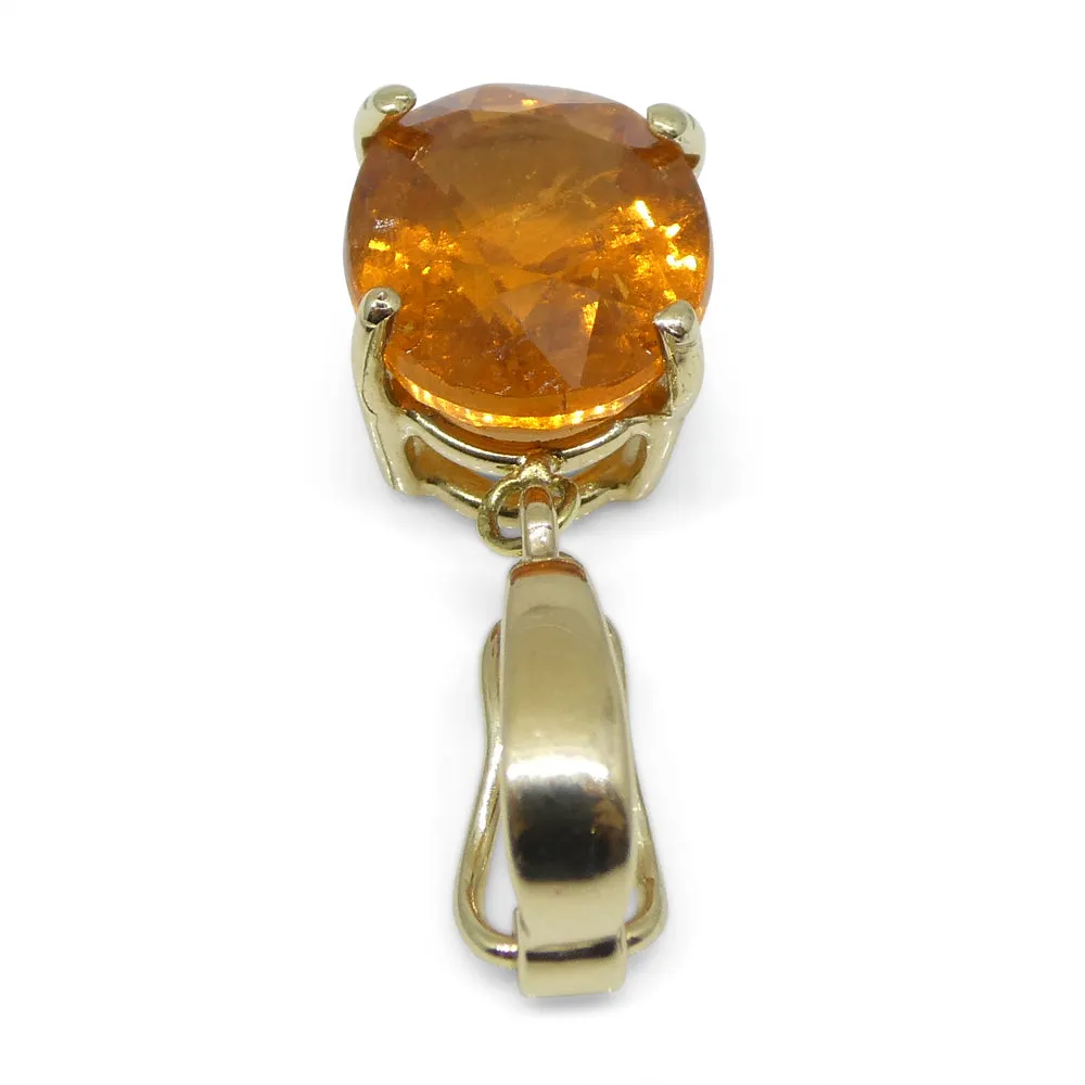 Exquisite Fanta Orange Spessartine Garnet Pendant Charm in 14K Yellow Gold with Enhancer Bail