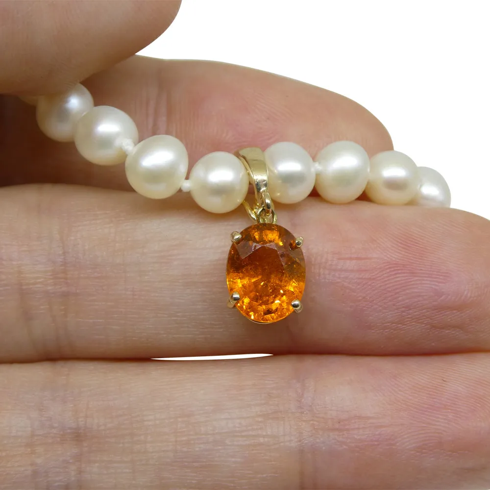 Exquisite Fanta Orange Spessartine Garnet Pendant Charm in 14K Yellow Gold with Enhancer Bail