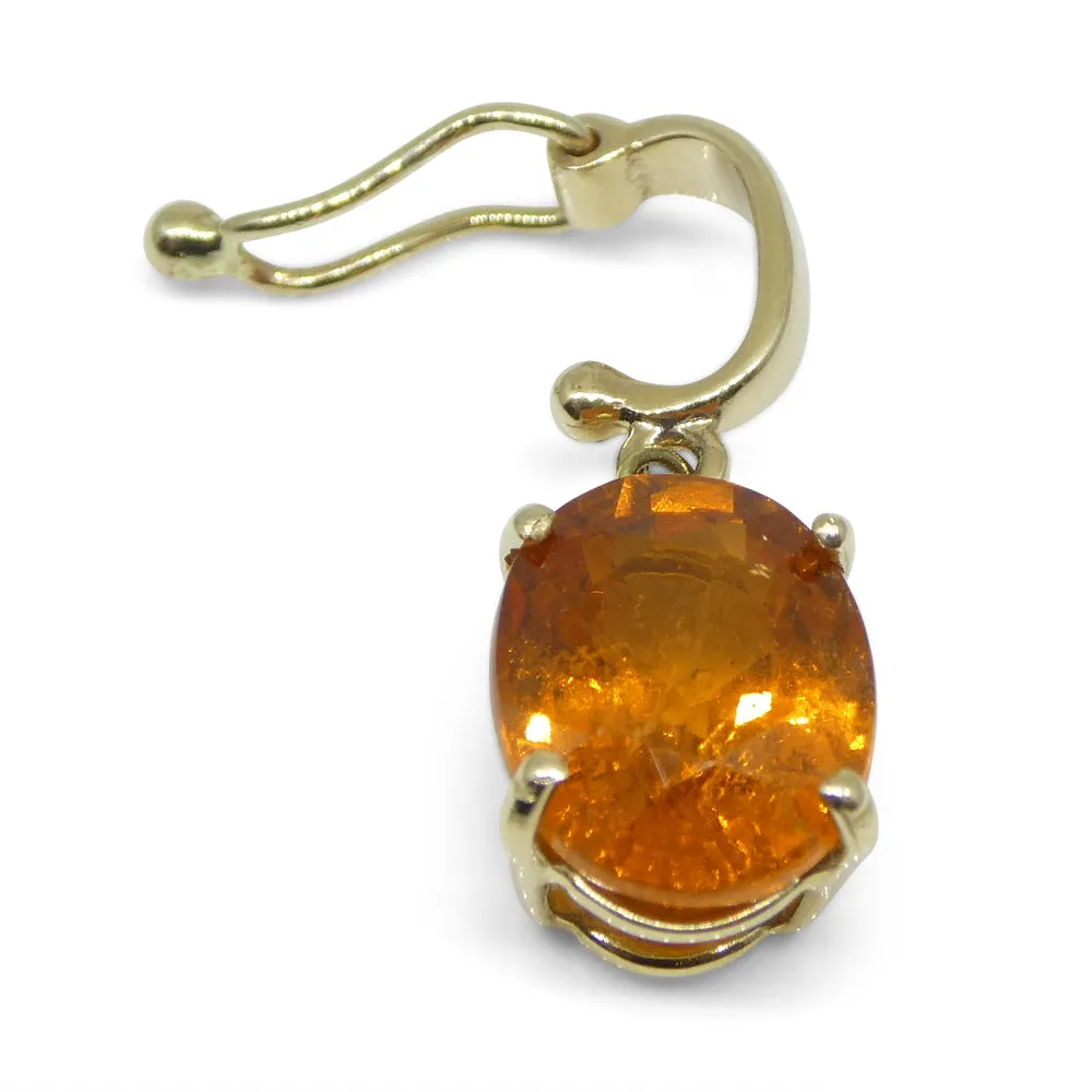 Exquisite Fanta Orange Spessartine Garnet Pendant Charm in 14K Yellow Gold with Enhancer Bail