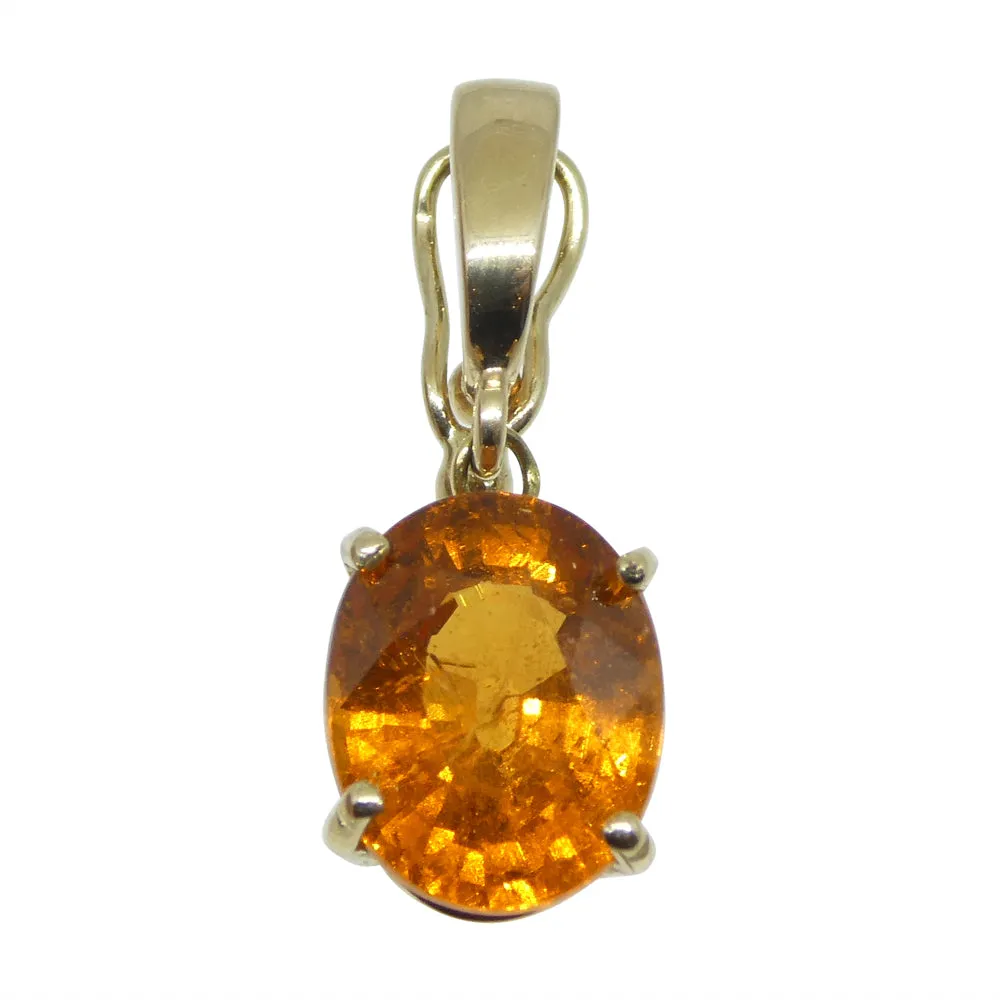Exquisite Fanta Orange Spessartine Garnet Pendant Charm in 14K Yellow Gold with Enhancer Bail