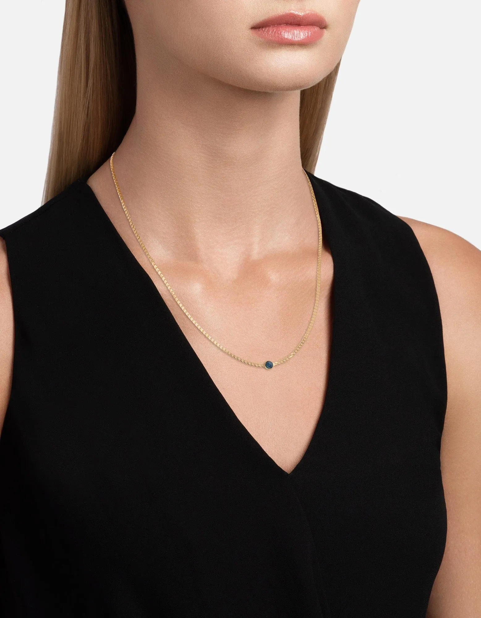 Eye of Time Type Chain Necklace, Gold Vermeil/Blue