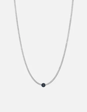 Eye of Time Type Chain Necklace, Sterling Silver/Blue