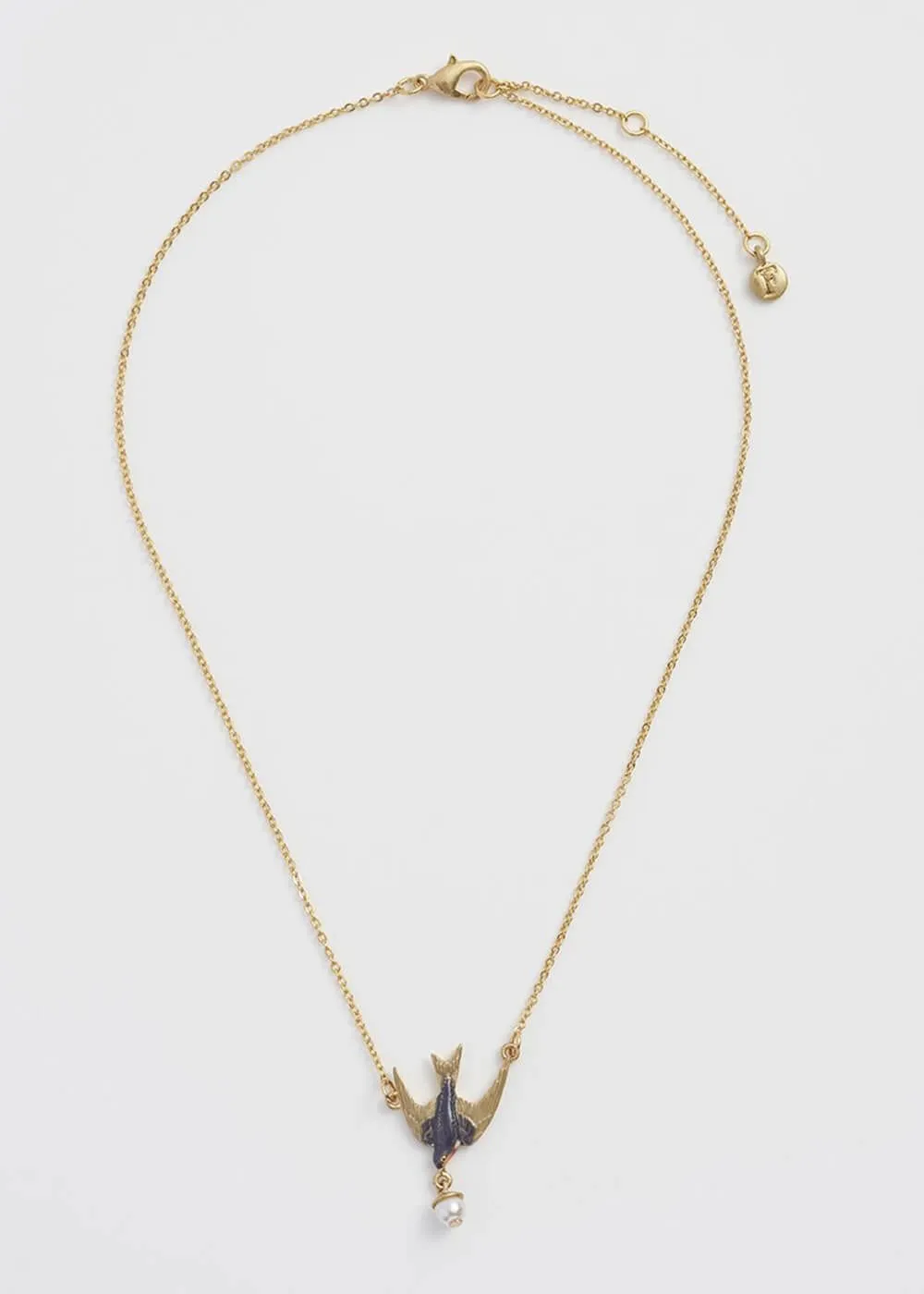 Fable England Swallow & Pearl Necklace Blue