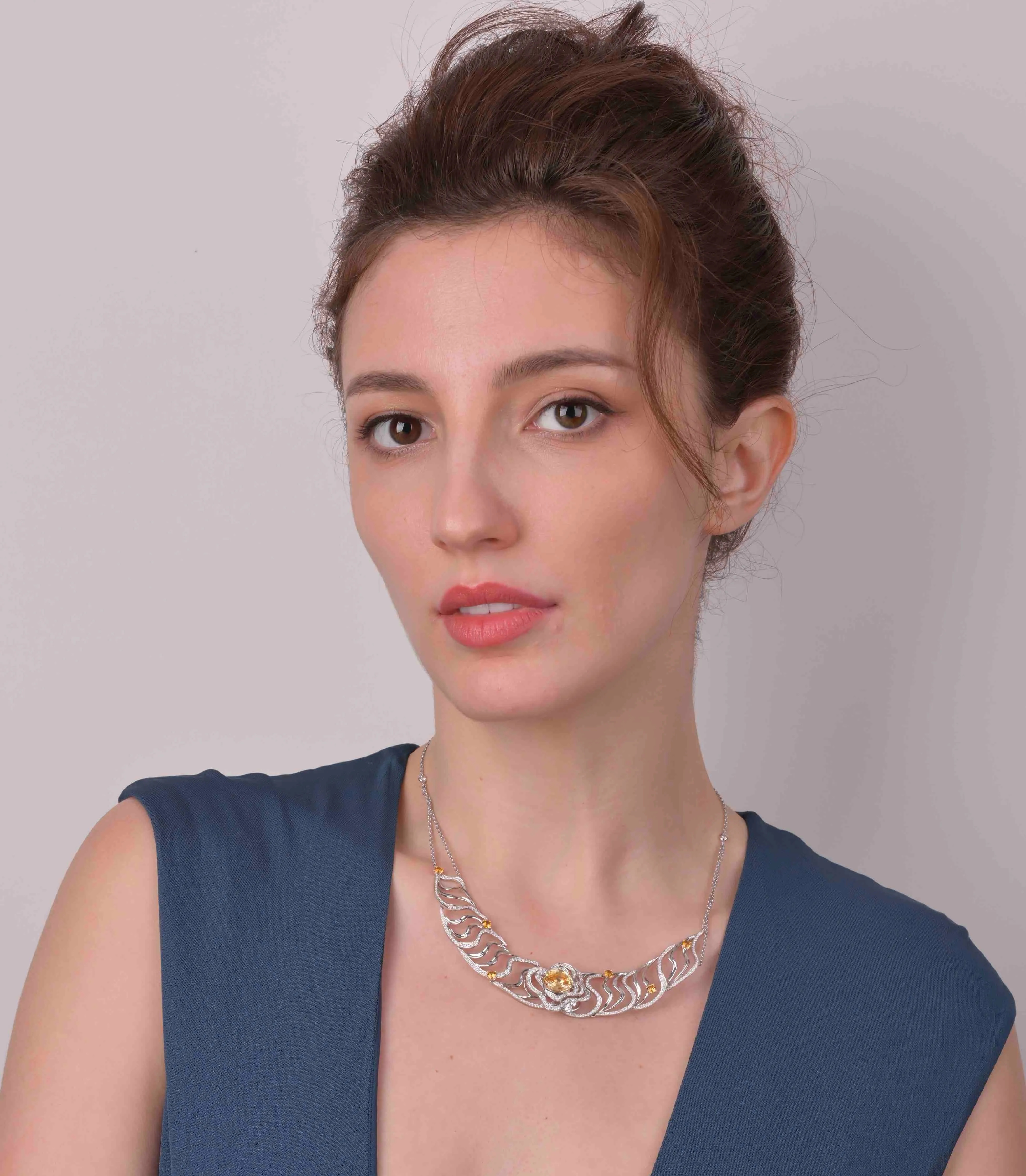 「Five Elements」Earth Yellow Sapphire Diamond necklace/ring
