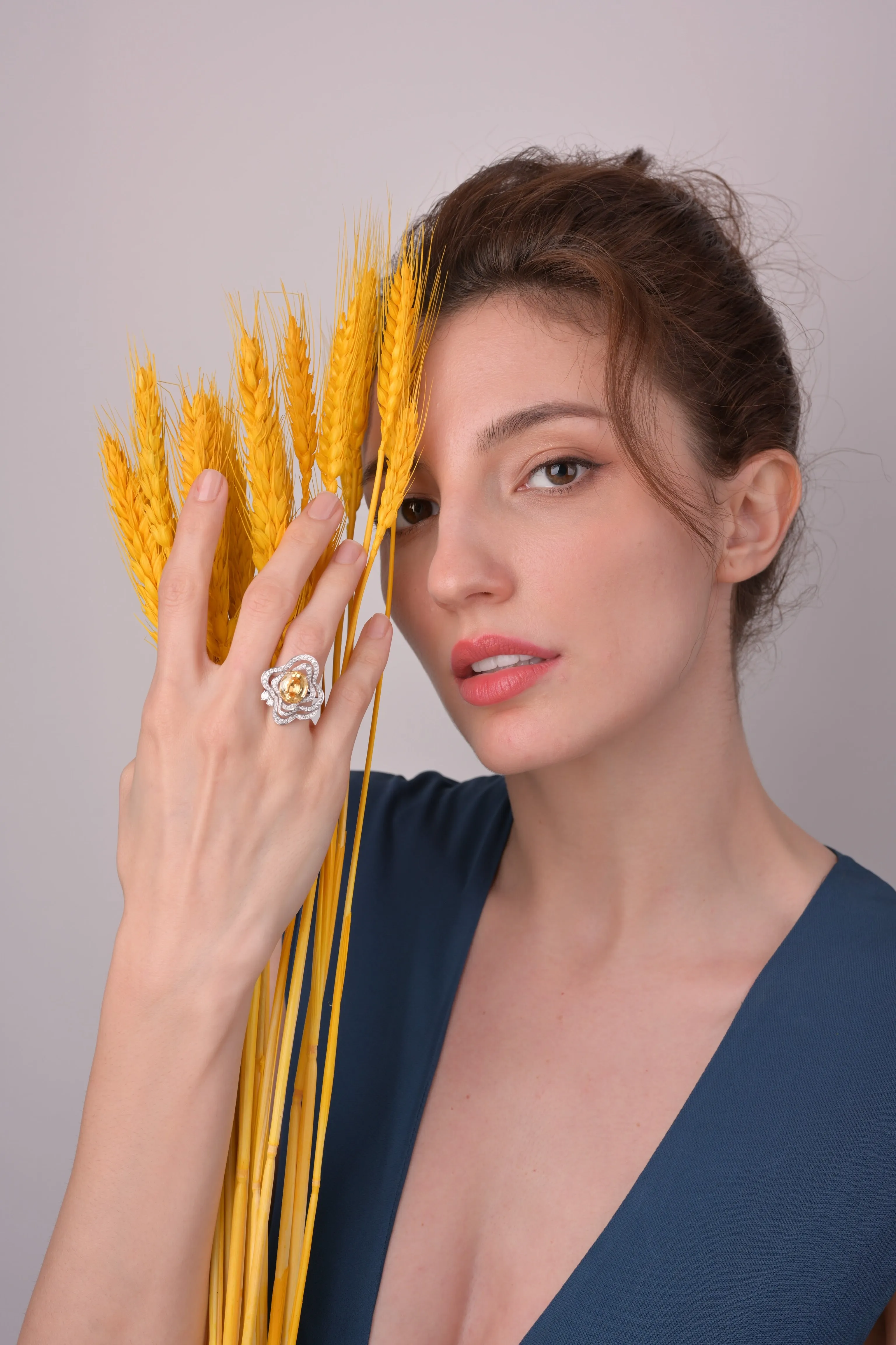 「Five Elements」Earth Yellow Sapphire Diamond necklace/ring