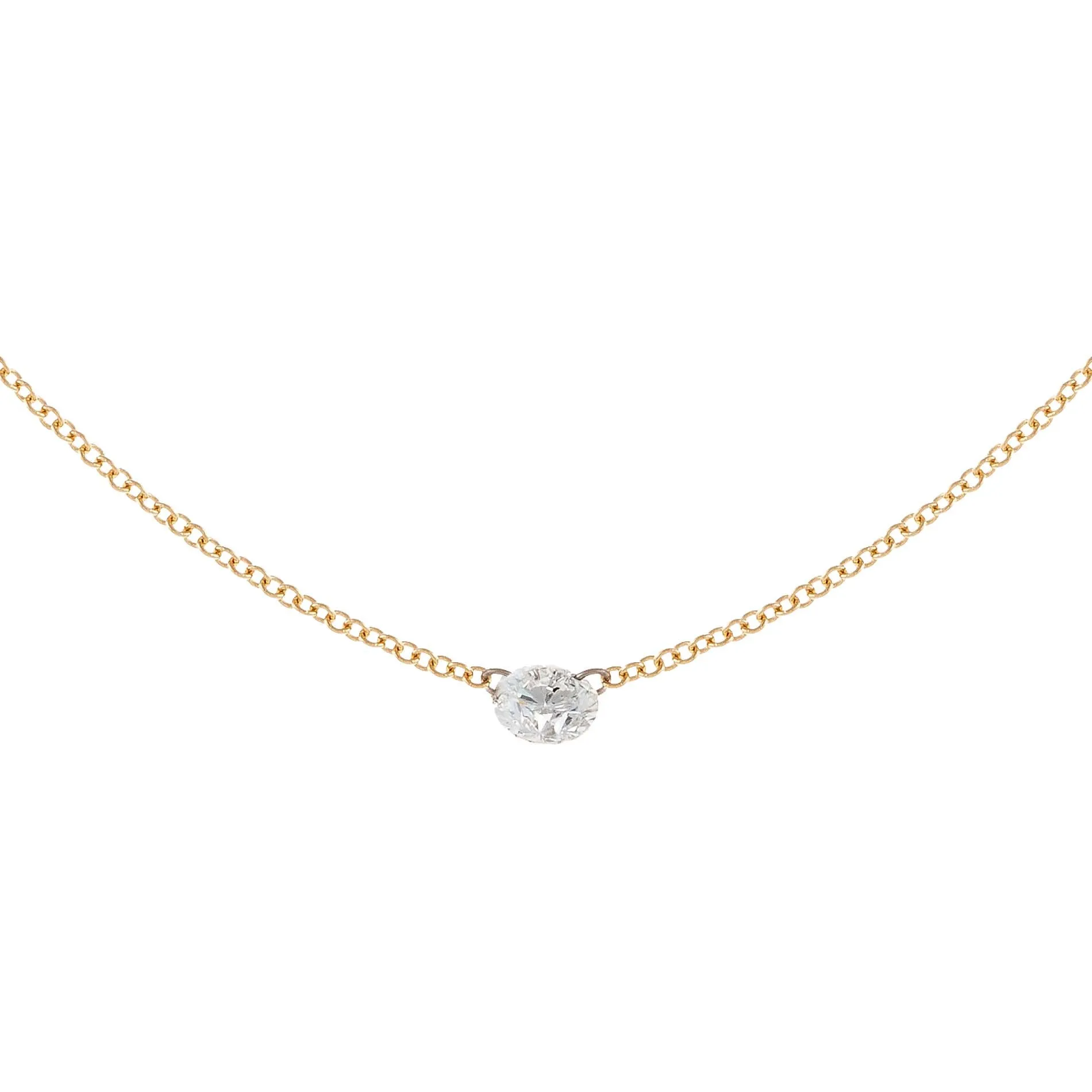 Floating Round Diamond Necklace 18K