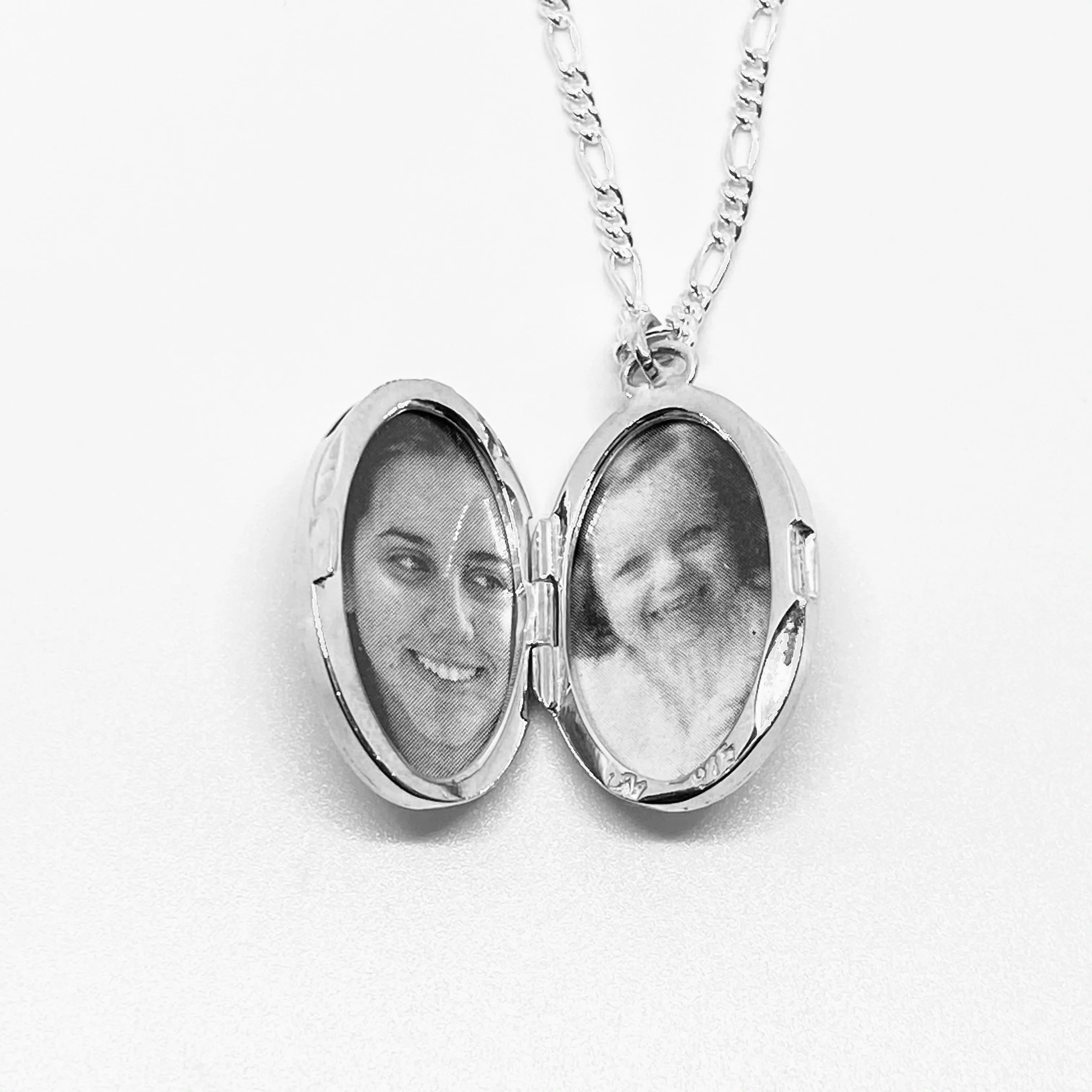 Floral Oval Locket, Sterling Silver