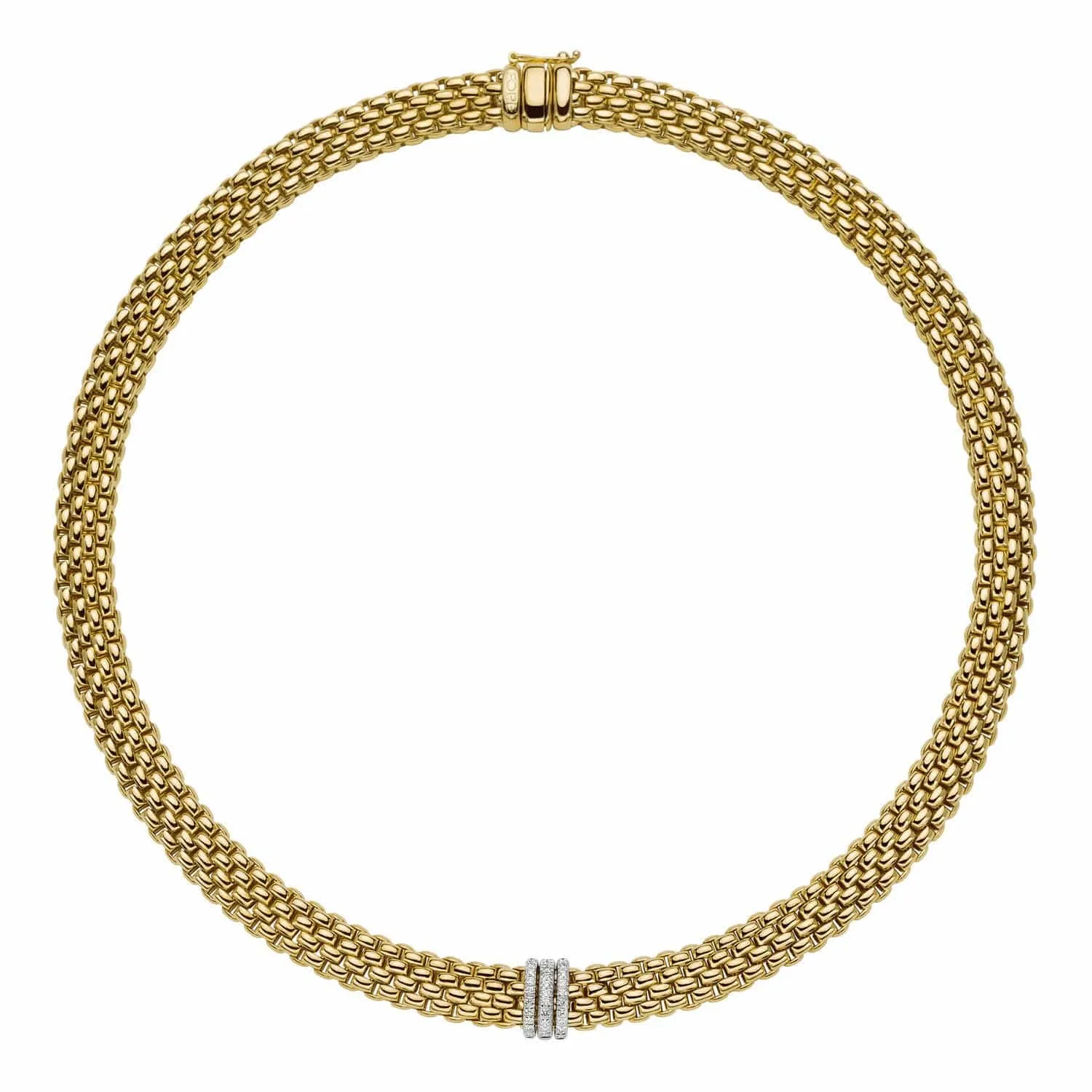 Fope 18K Yellow Gold Panorama Necklace with Diamond Rondelles
