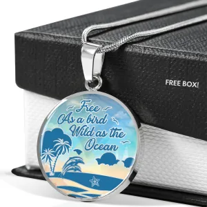 Free Bird Wild Ocean (Dolphins) - Circle Pendant Necklace