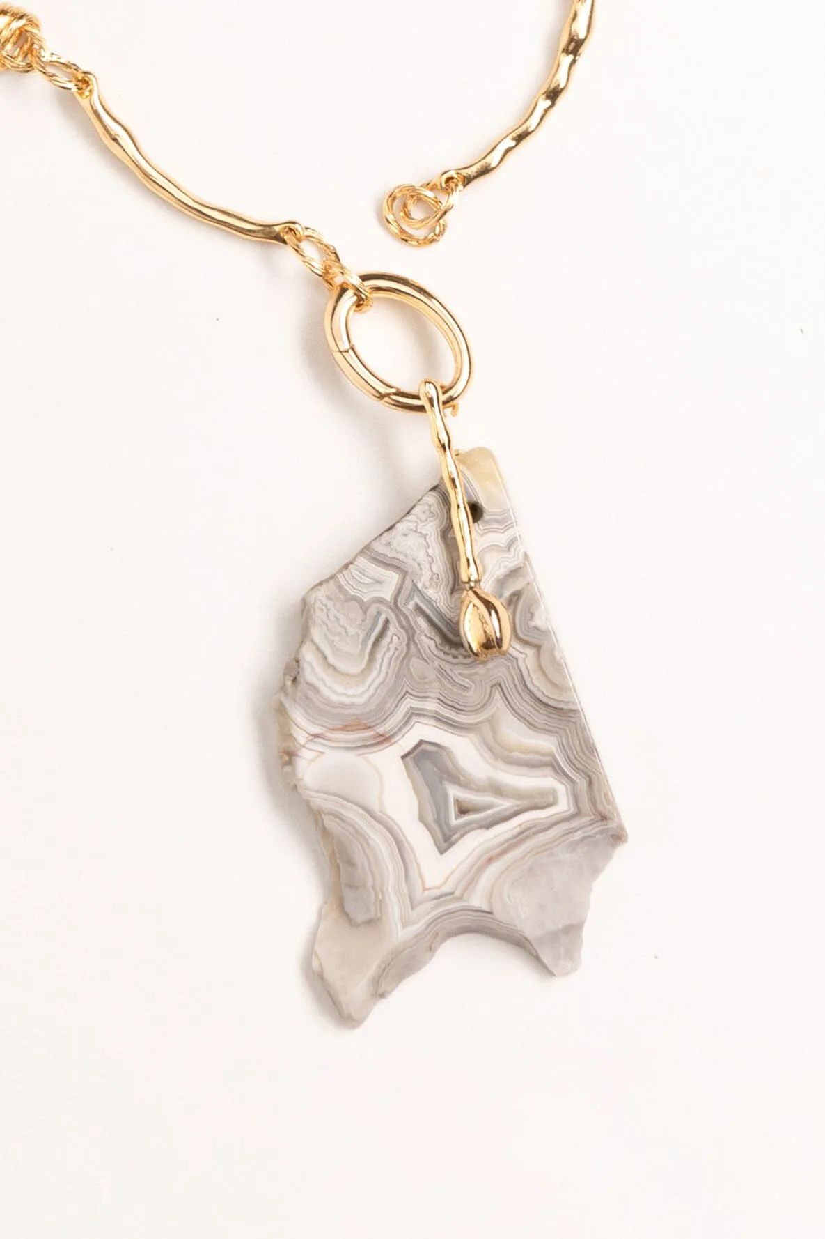 Freeform Grey Stone Pendant Necklace