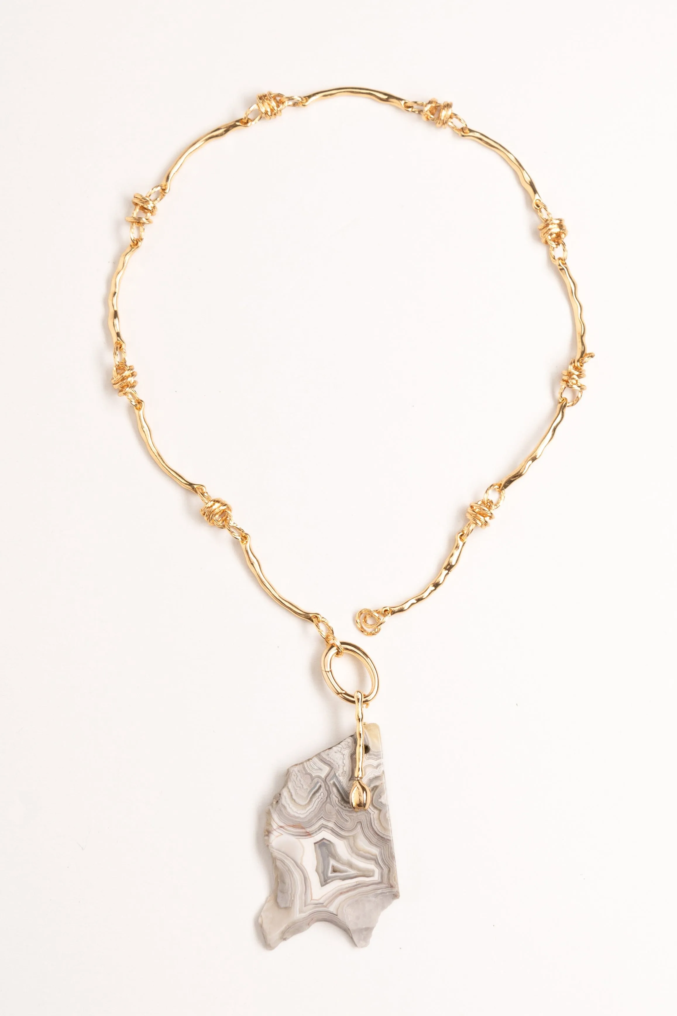 Freeform Grey Stone Pendant Necklace