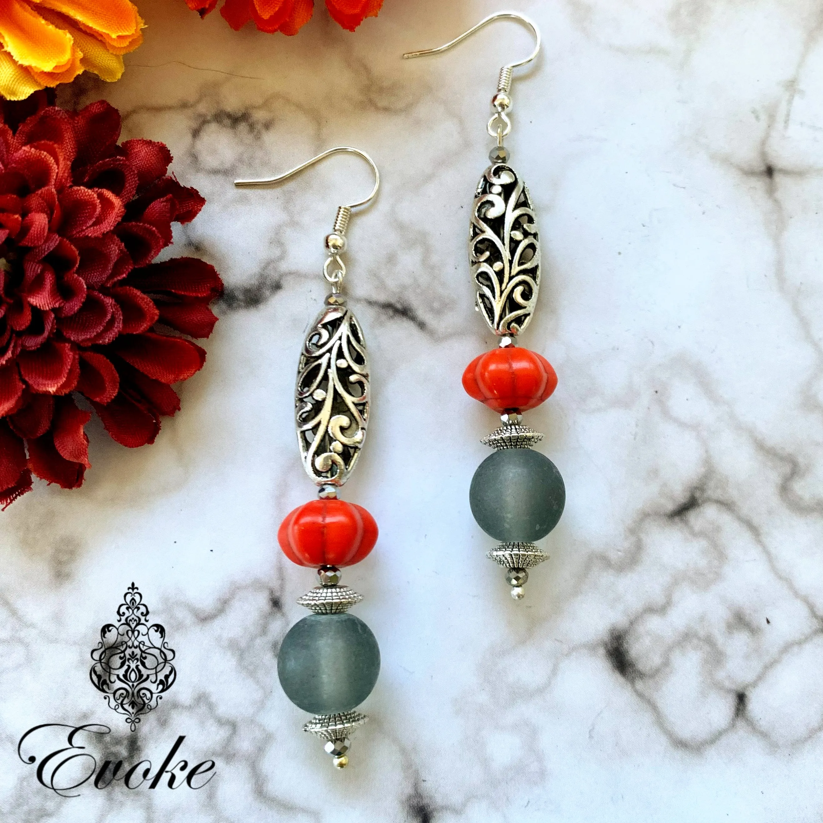 Frosted Gray Necklace with Afghani Silver Pendant