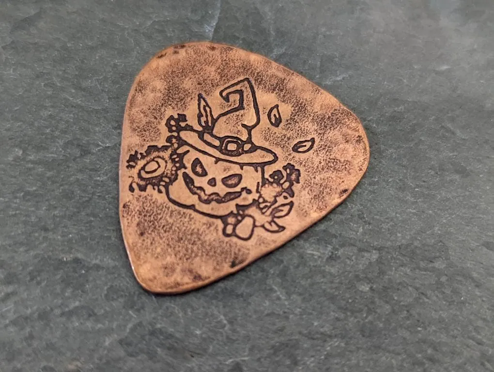 Funny pumpkin copper guitar pick