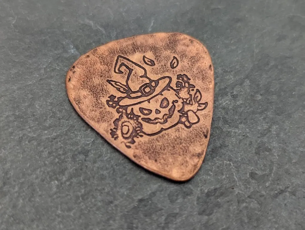 Funny pumpkin copper guitar pick