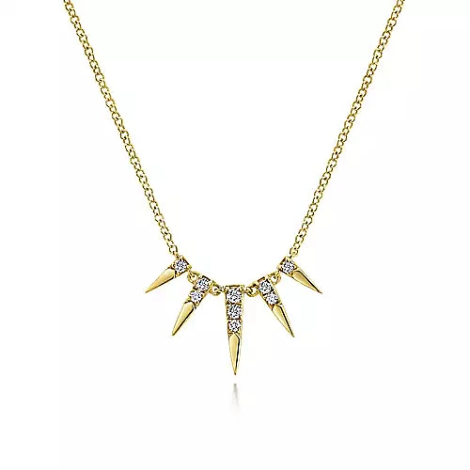 Gabriel & Co. Five Golden Spike Diamond Necklace