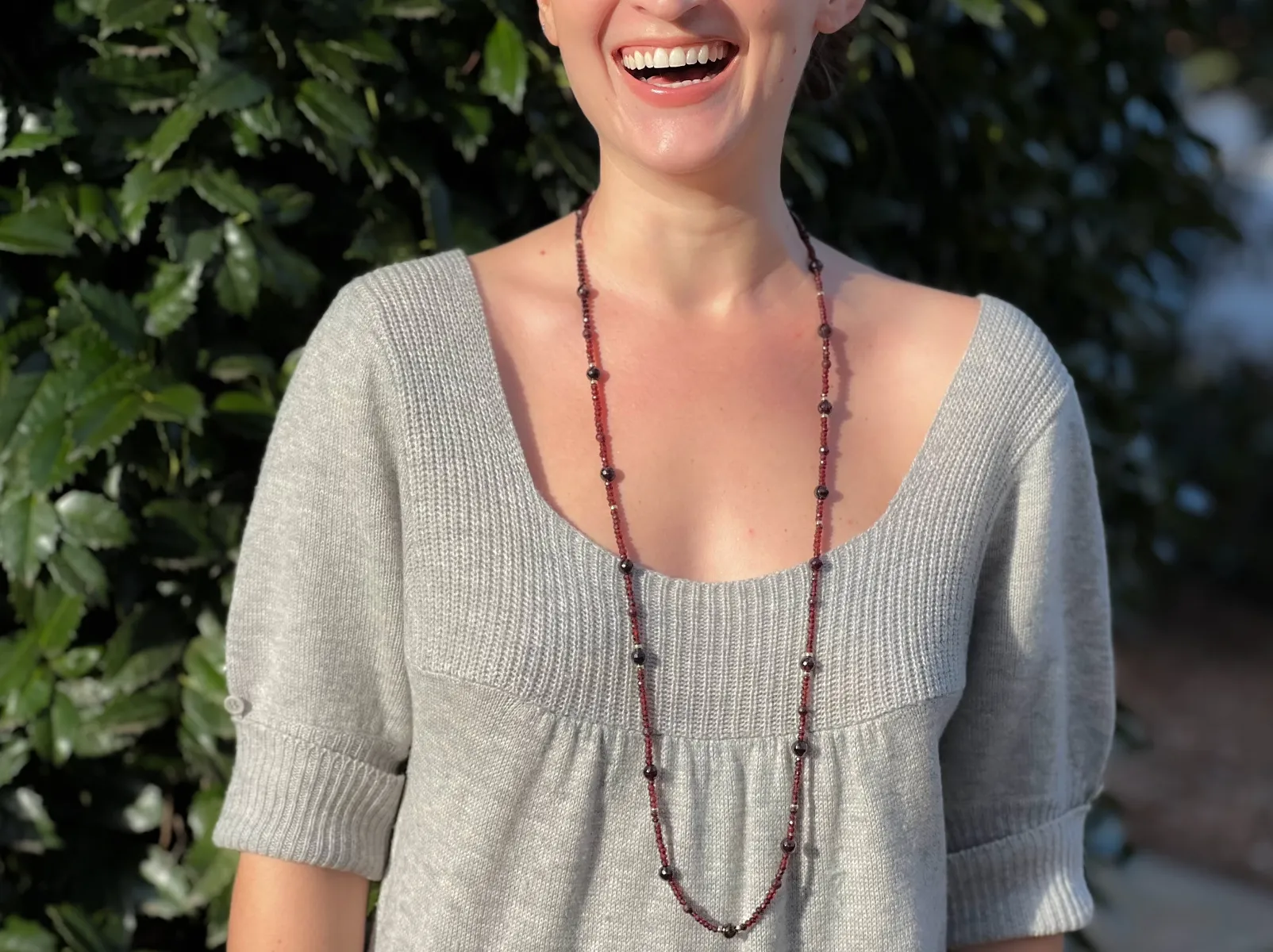 Garnet Necklace with Gold Accents