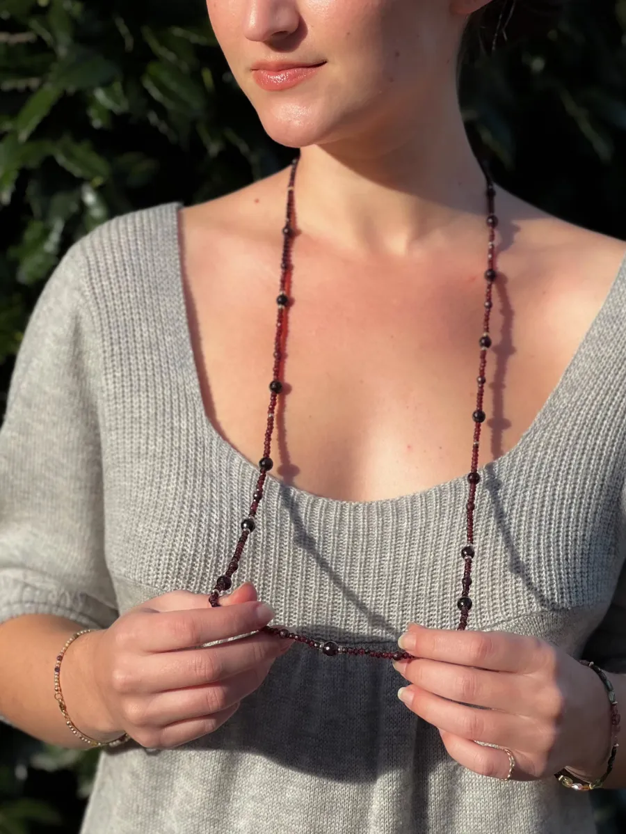 Garnet Necklace with Gold Accents
