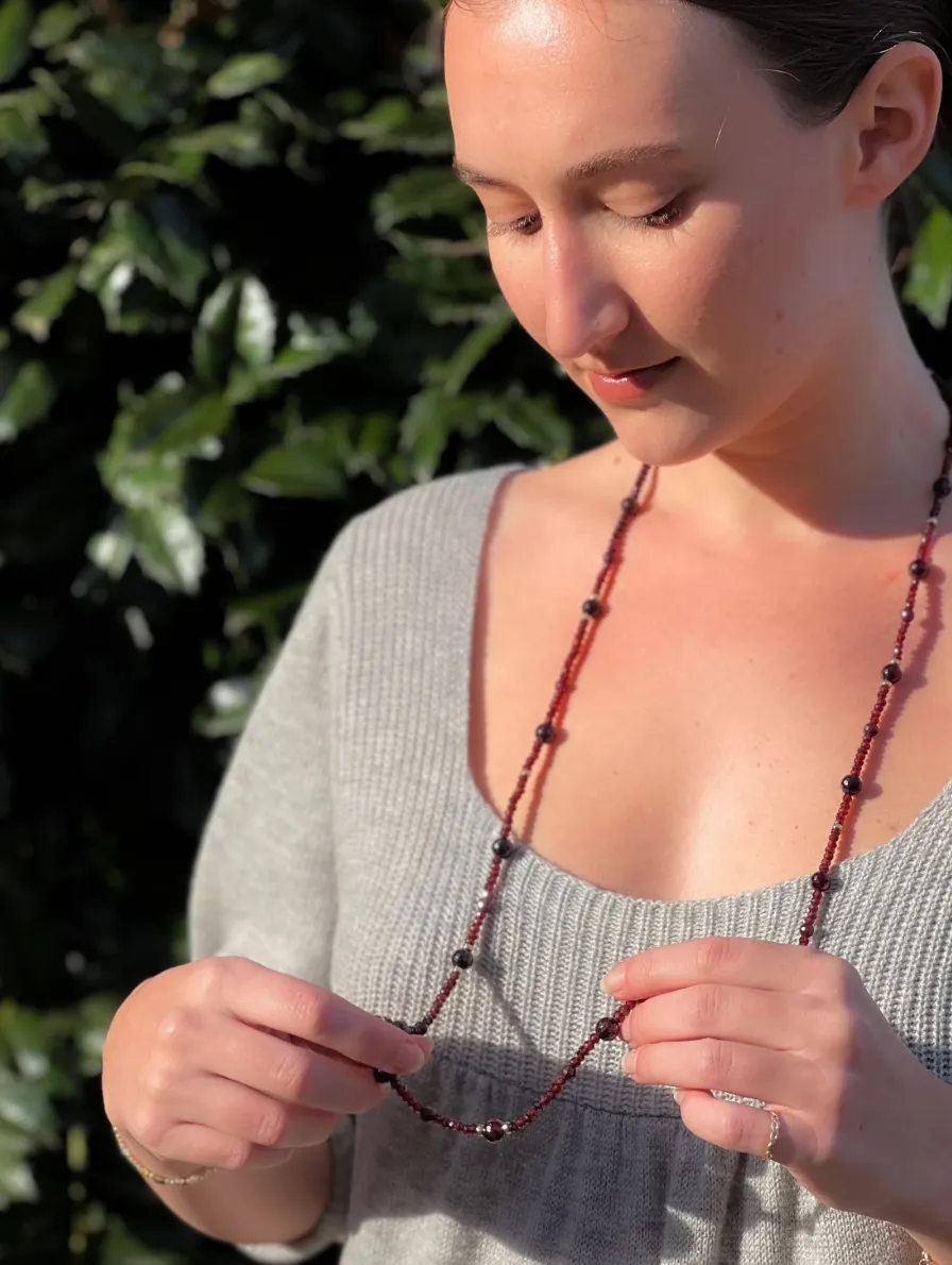 Garnet Necklace with Gold Accents