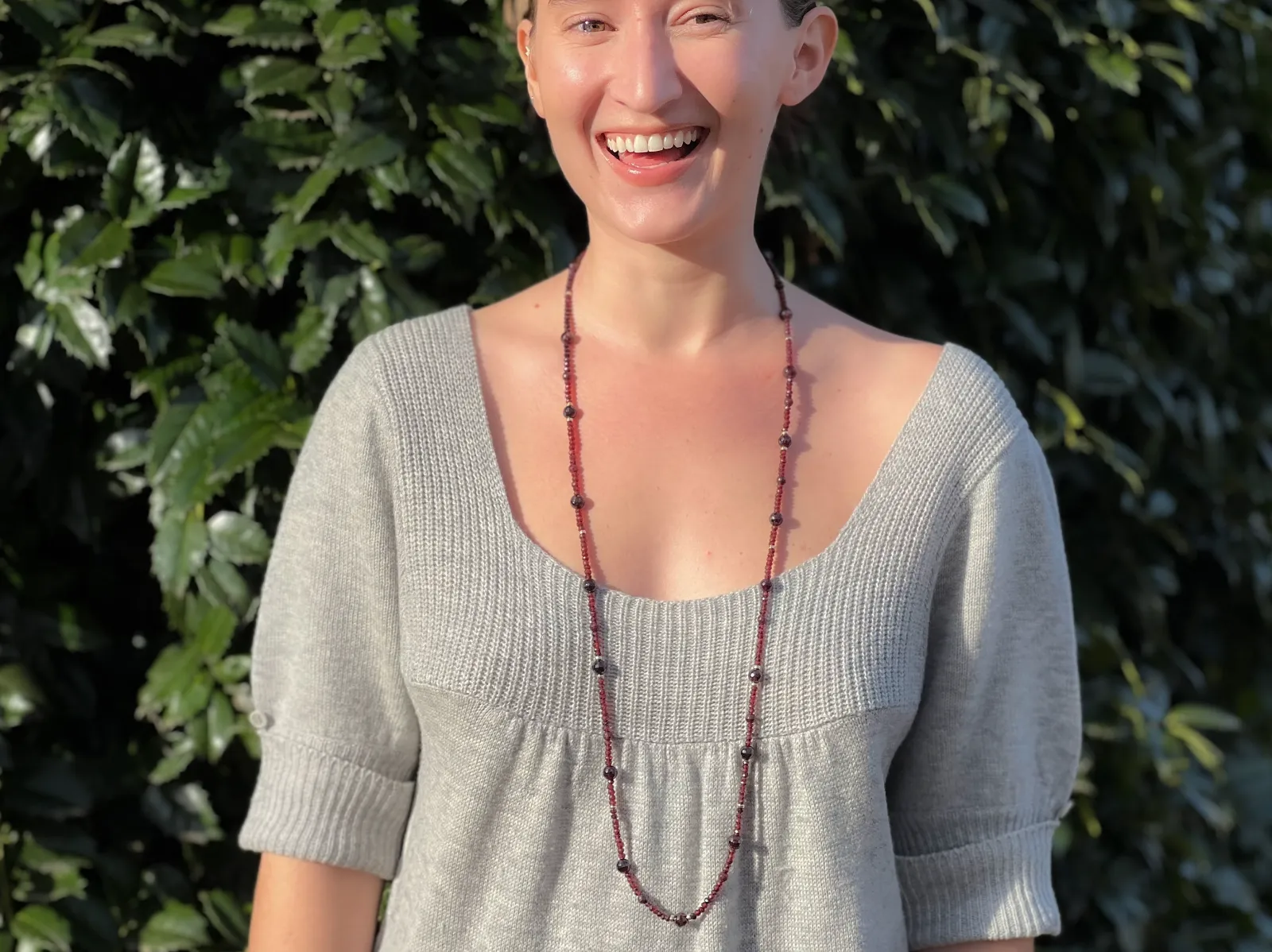 Garnet Necklace with Gold Accents