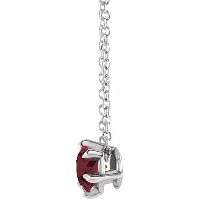 Garnet Solitaire January Birthstone Necklace - Special Order