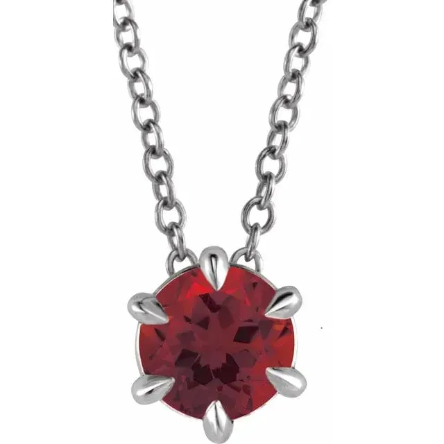 Garnet Solitaire January Birthstone Necklace - Special Order