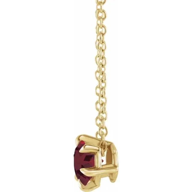 Garnet Solitaire January Birthstone Necklace - Special Order