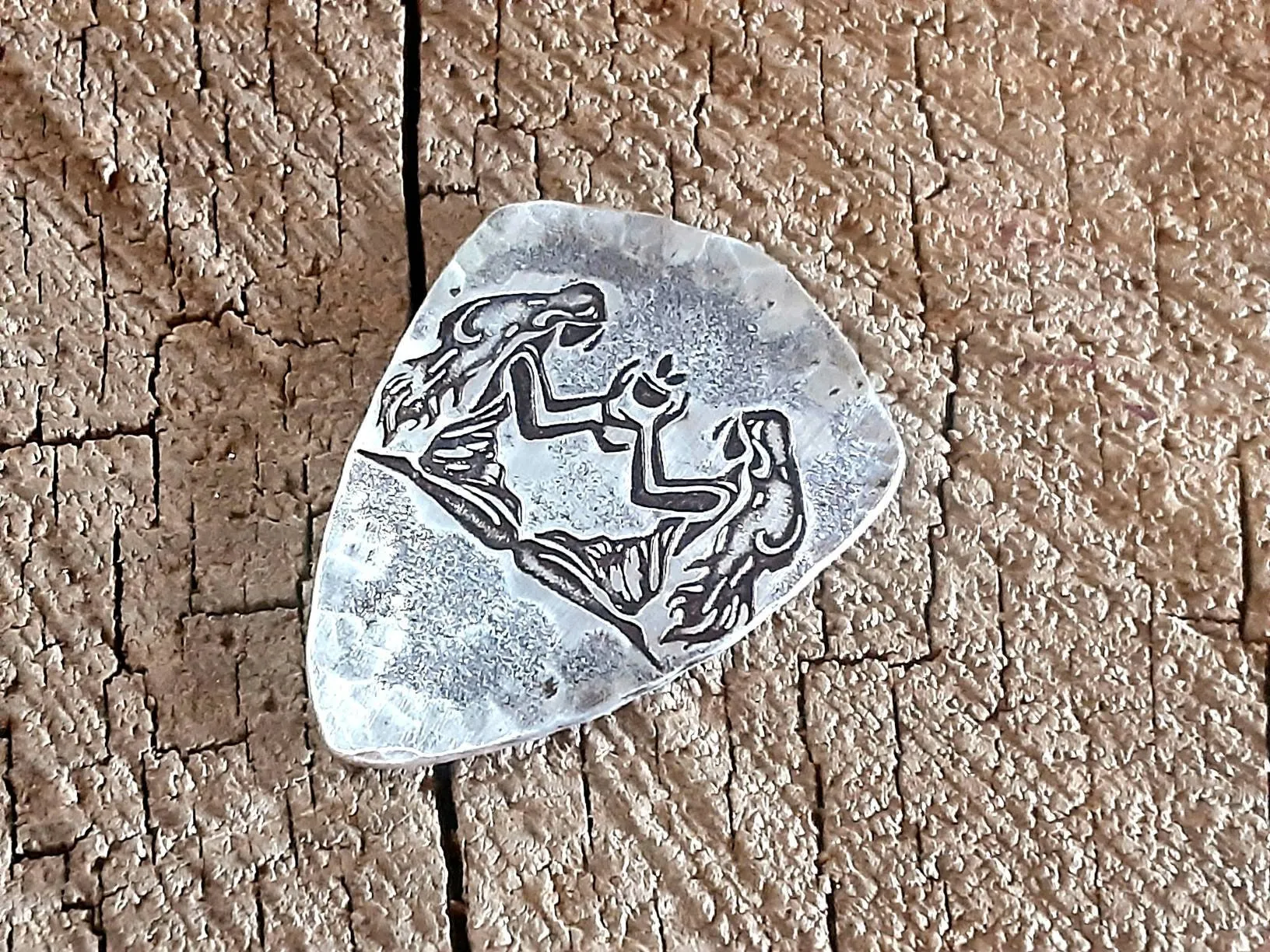 Gemini sterling silver shield style guitar pick