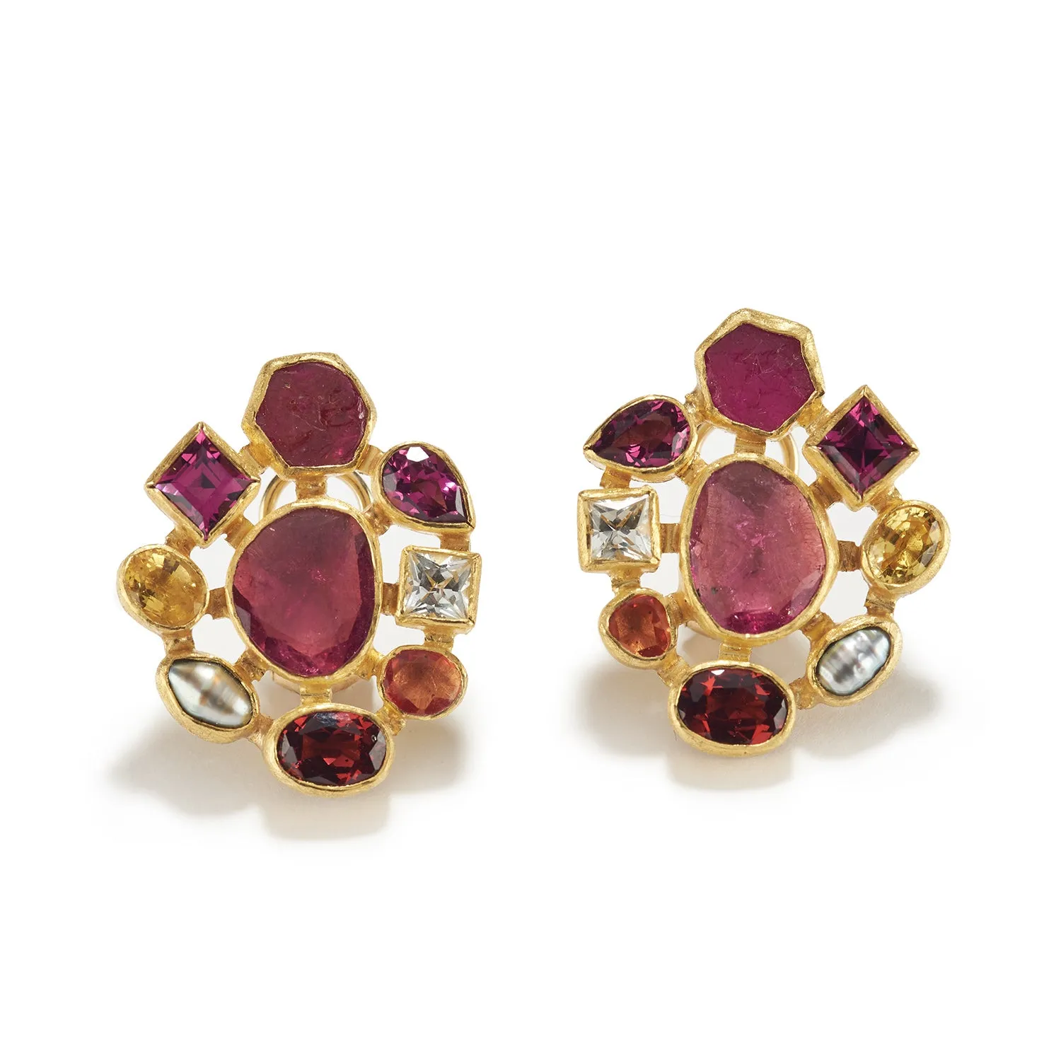 Gemstone Medley with Faceted Pink Tourmaline Earrings