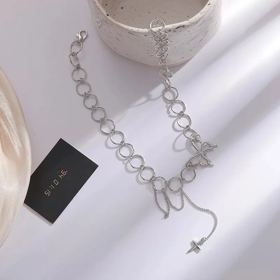 Geometric Circle Star Tassel Butterfly Choker