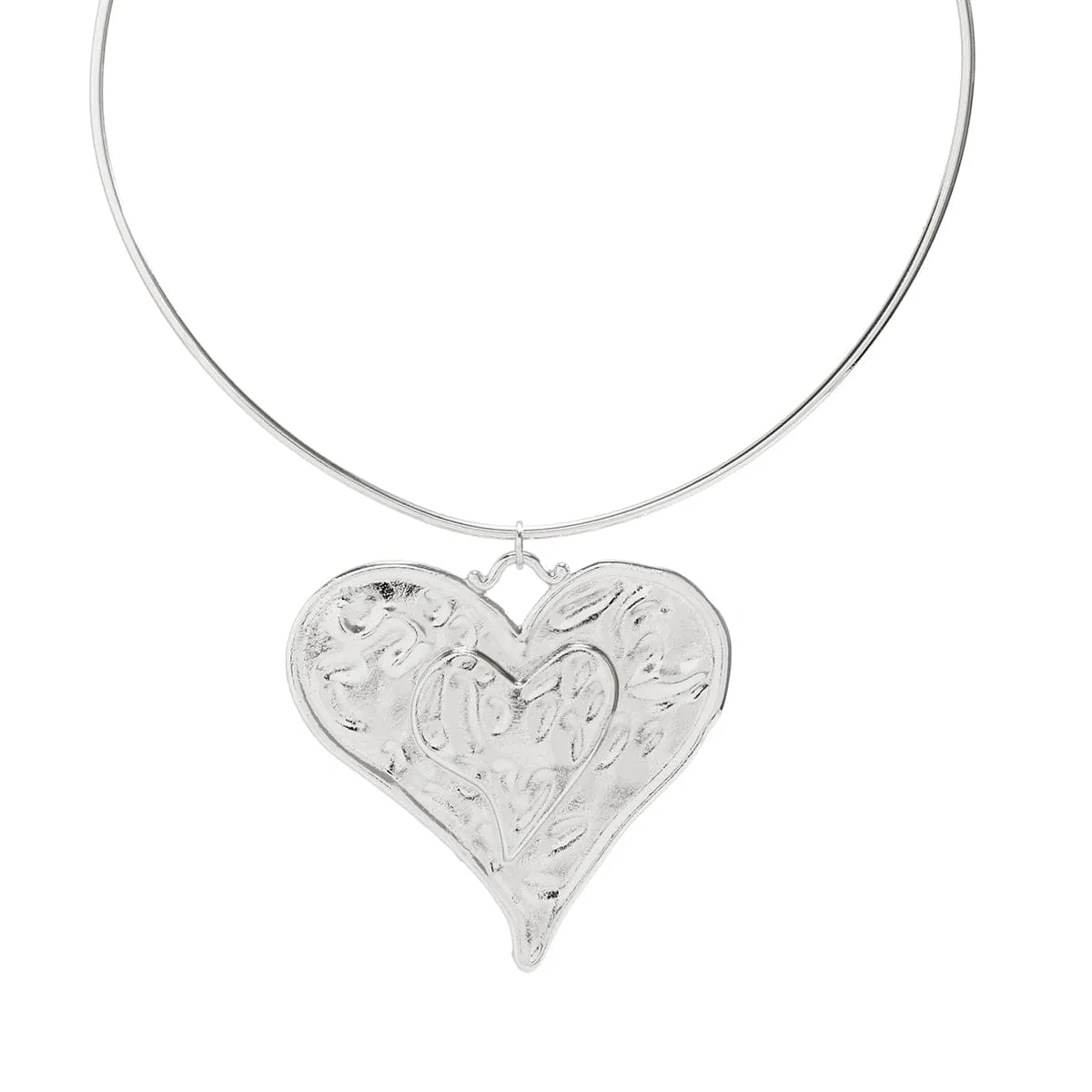 Geometric Gold Silver Plated Heart Pendant Necklace