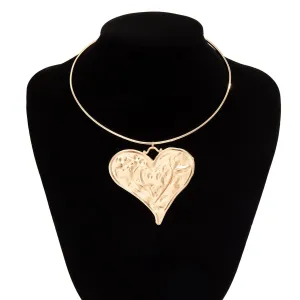 Geometric Gold Silver Plated Heart Pendant Necklace