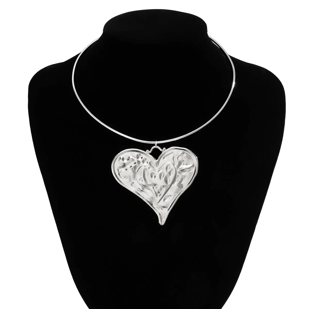Geometric Gold Silver Plated Heart Pendant Necklace