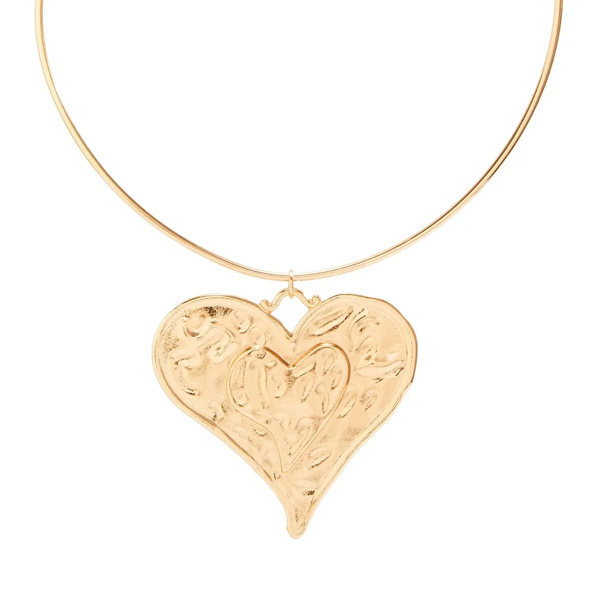 Geometric Gold Silver Plated Heart Pendant Necklace
