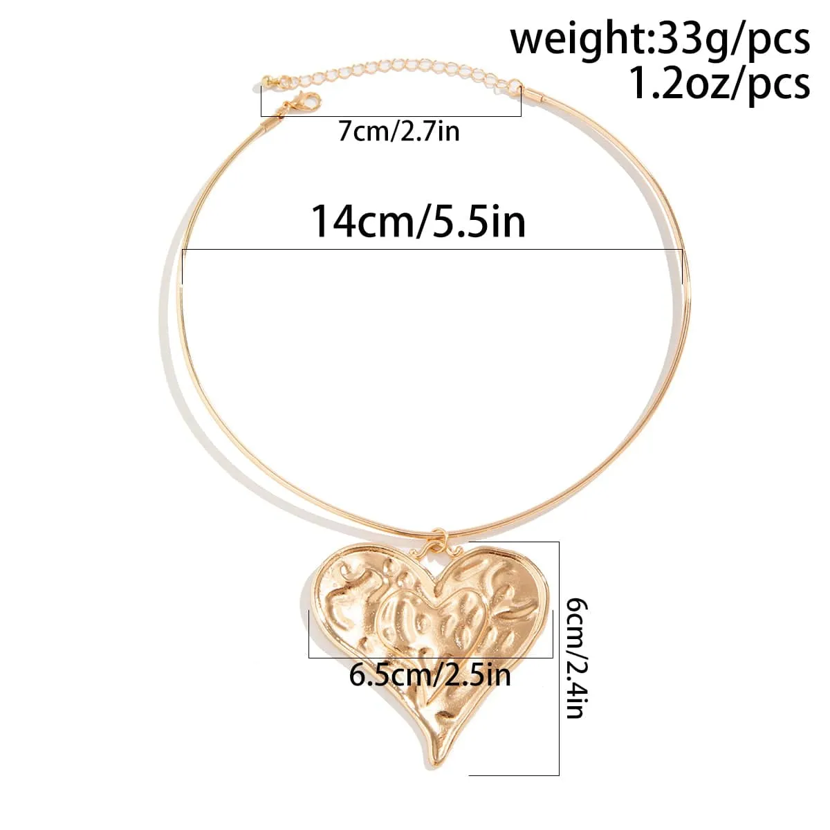 Geometric Gold Silver Plated Heart Pendant Necklace