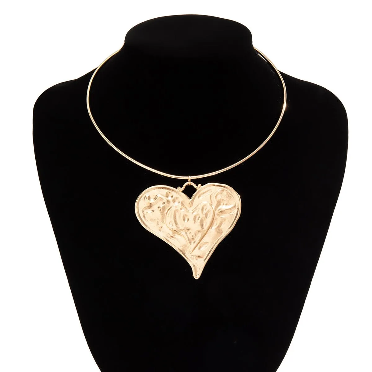 Geometric Gold Silver Plated Heart Pendant Necklace