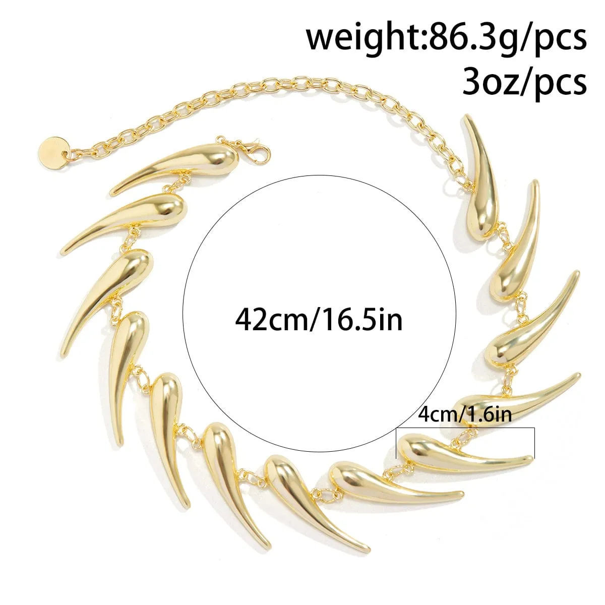 Geometric Gold Silver Plated Waterdrop Necklace