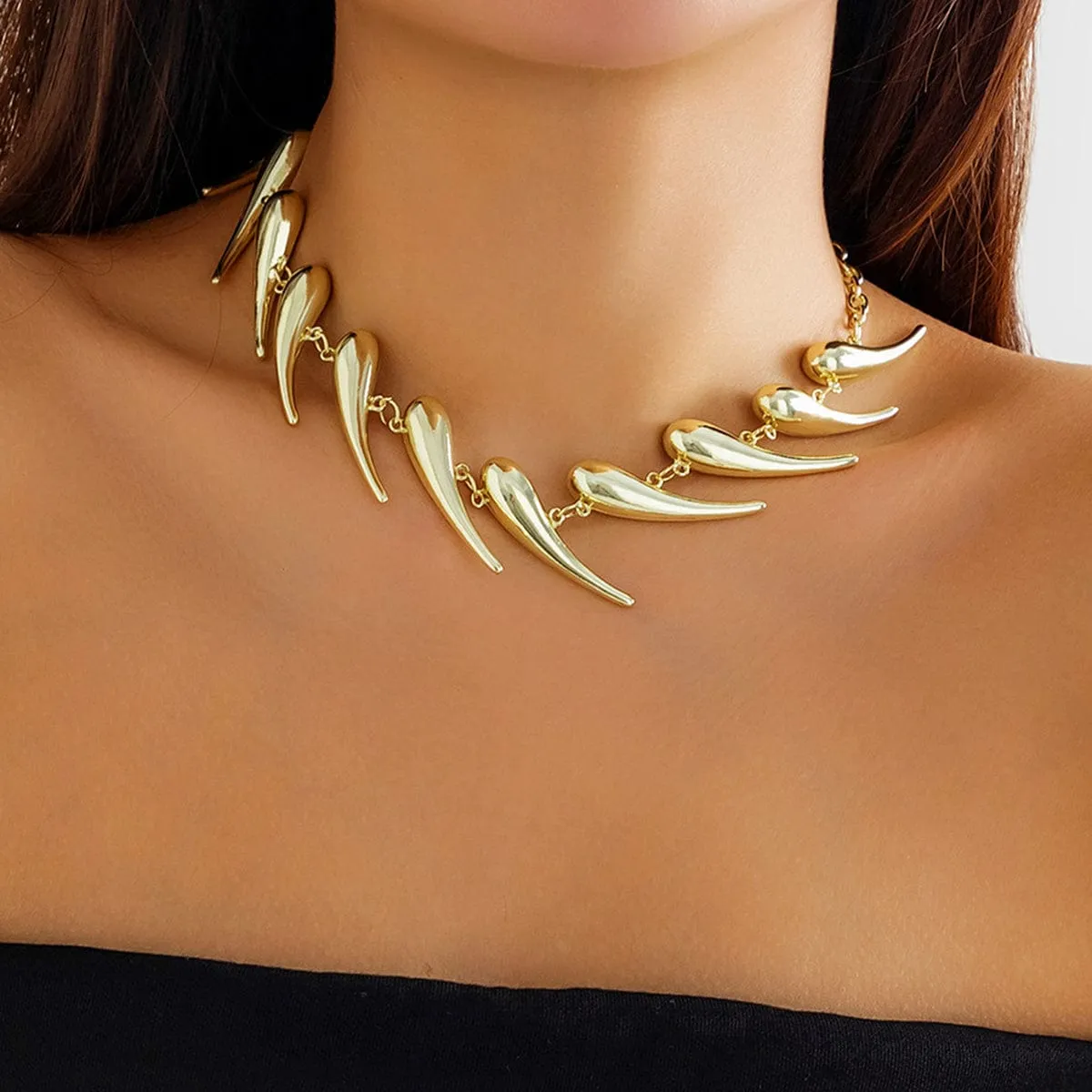 Geometric Gold Silver Plated Waterdrop Necklace