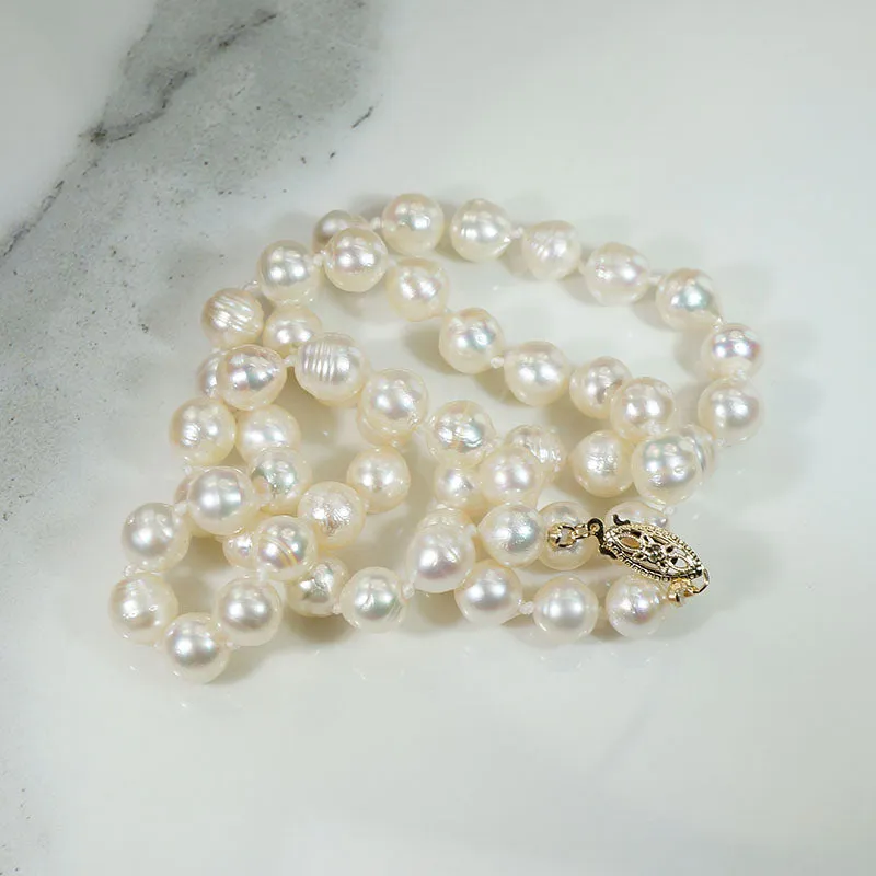 Glossy 19" Baroque Pearls with 14k Gold Clasp
